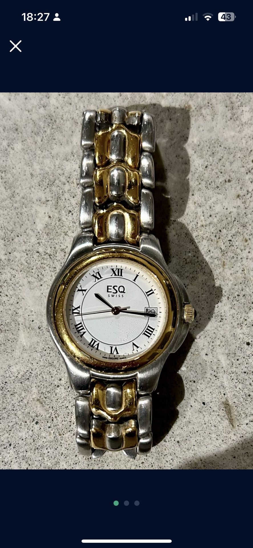 ESQ Swiss Men White Dial Two Tone Stainless Steel Quartz Watch 300292