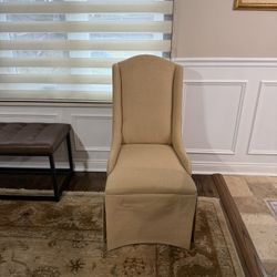 Set of 6 Slipcovered Wingback Dining Chairs w/ Nailhead Trim – High-End