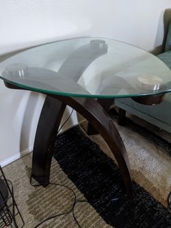 2 Glass And Wood Coffee Tables