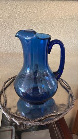 Vintage glass cobalt blue pitcher