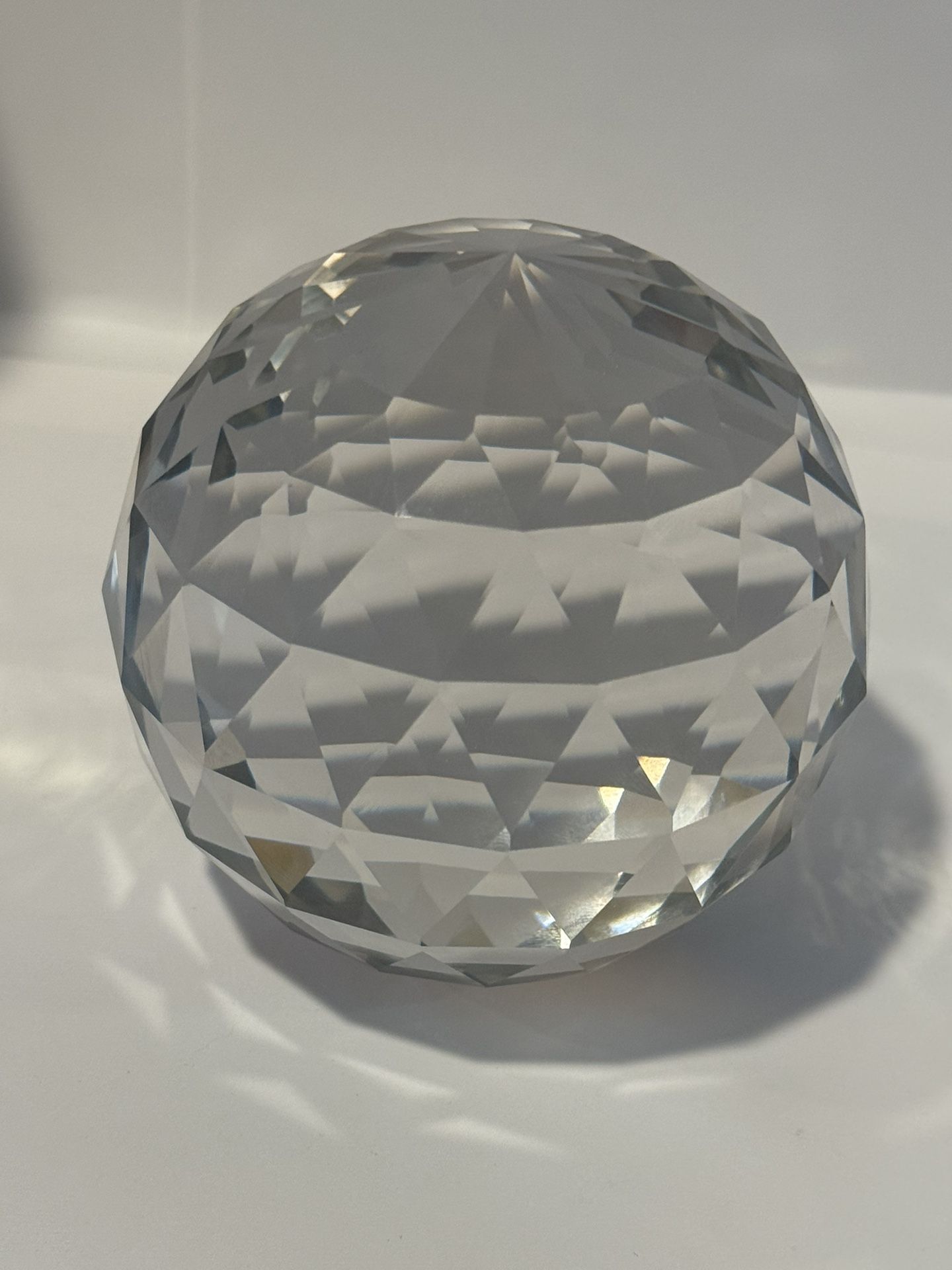 4” Faceted Clear Glass Crystal Diamond-Cut Collectible Accent Paperweight NIB