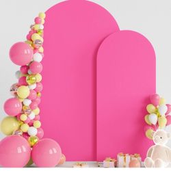 Wokceer Wedding Arch Backdrop Cover 7.2FT, 6FT Spandex Fitted Wedding Arch Stand Covers 2 Set Round Top Chiara Backdrop Stands Cover for Birthday Part