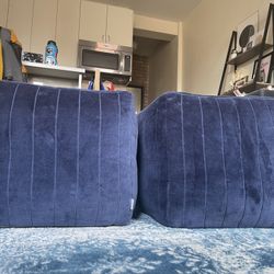 arhaus navy ottomans (2) 16 x 16 x 16