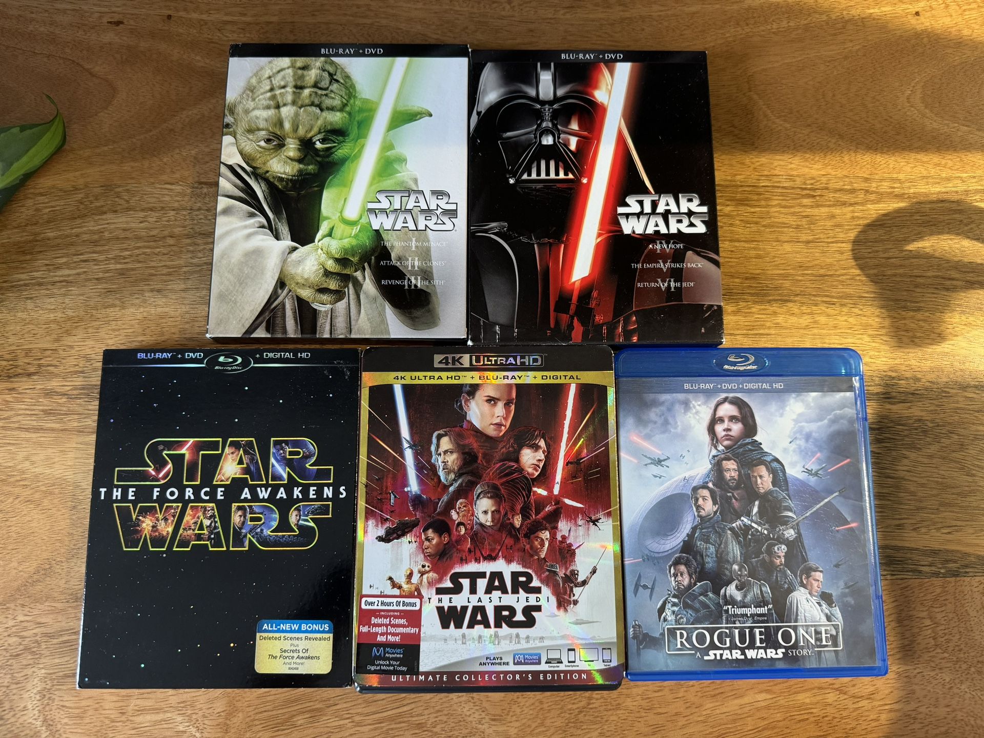 Star Wars Movies Like New Condition (Blue Ray + DVD)
