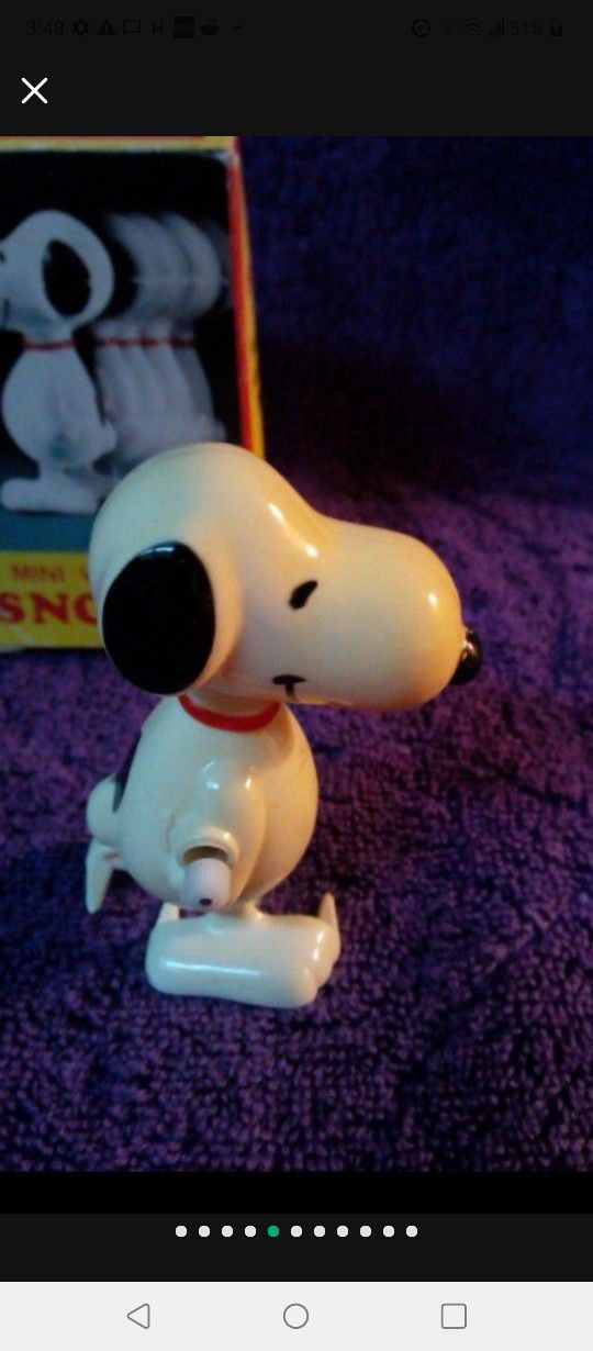 Good Condition Wind Up Vintage Snoopy With Original Box...still Works!!..smoke Free Home