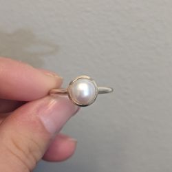 Pearl Ring 925 Sterling Silver Size 7 1/2