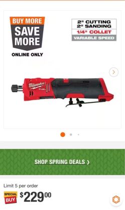 Milwaukee M12 Straight Die Grinder $180