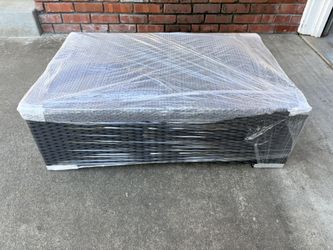 Black wicker coffee table with glass top for outdoors - New in box