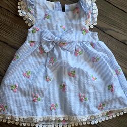 Adorable Rare Editions Seersucker Dress 18-24mo 