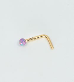Solid 14kt Gold Opal Nose Piercing Mark 14k In The Thin Gold Bar Solid Gold NEW 