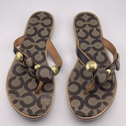 COACH WOMEN'S Flip Flop Sandals Strap Black  Sz 6.5 B US