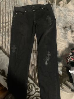 Chrome Hearts Black Denim Jeans with Cross Patches