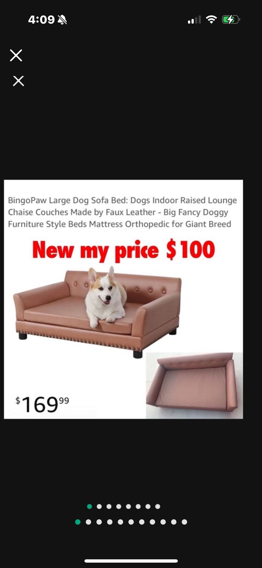 New BingoPaw Large Dog Sofa Bed: Dogs Indoor Raised Lounge Chaise Couches Made by Faux Leather - Big Fancy Doggy Furniture Style Beds Mattress Orthope