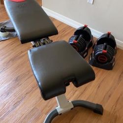 Bowflex bench and online dumbbell set