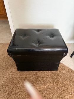 Black Tufted Leather Storage Ottoman