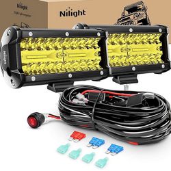 Fog Lights (120W, Amber) with Wiring Harness and Mounting Brackets