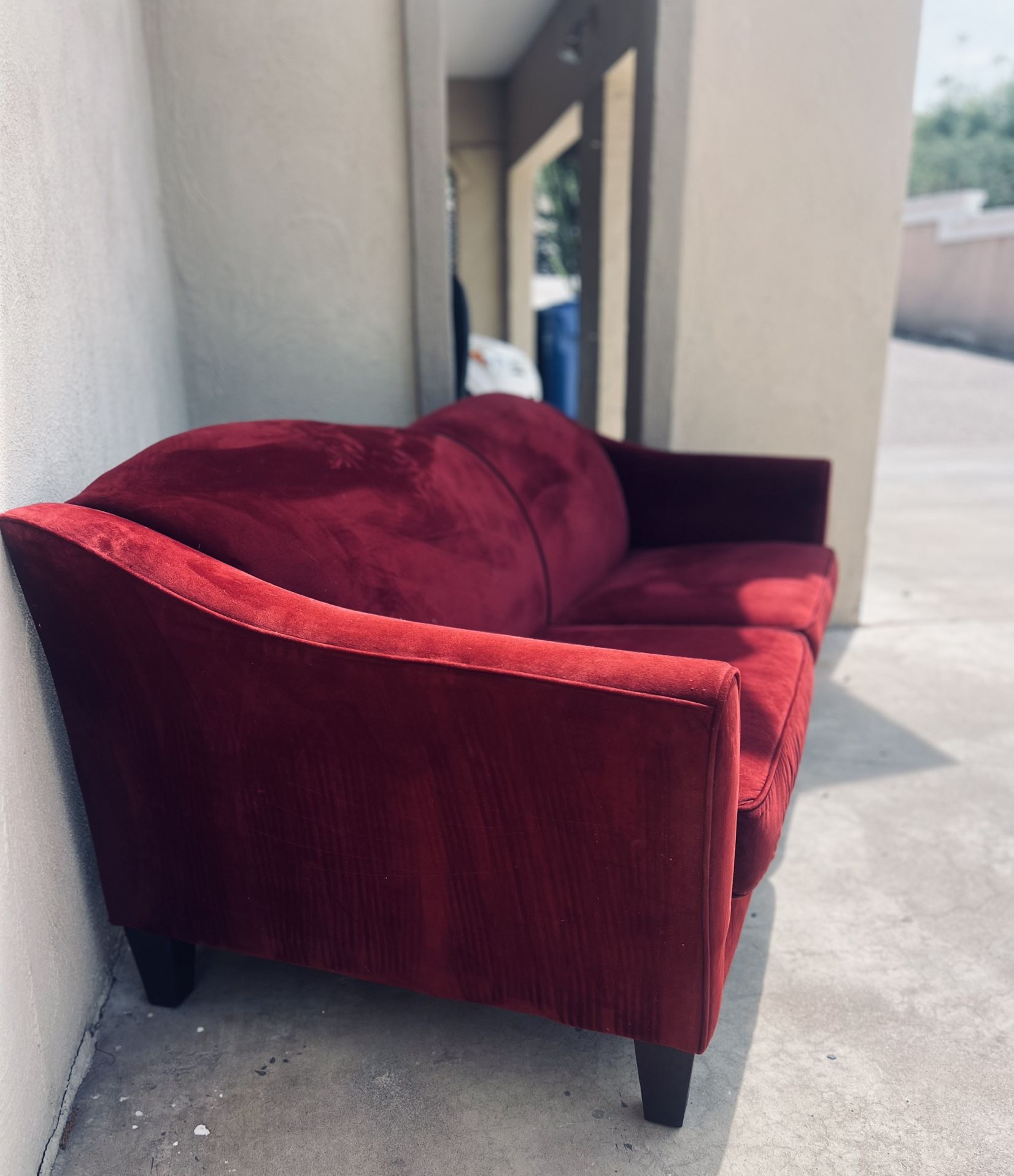 Deep Red Velvet Sofa