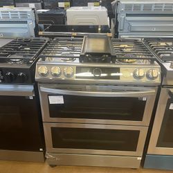 30 inch wide slide in stove Samsung flex door