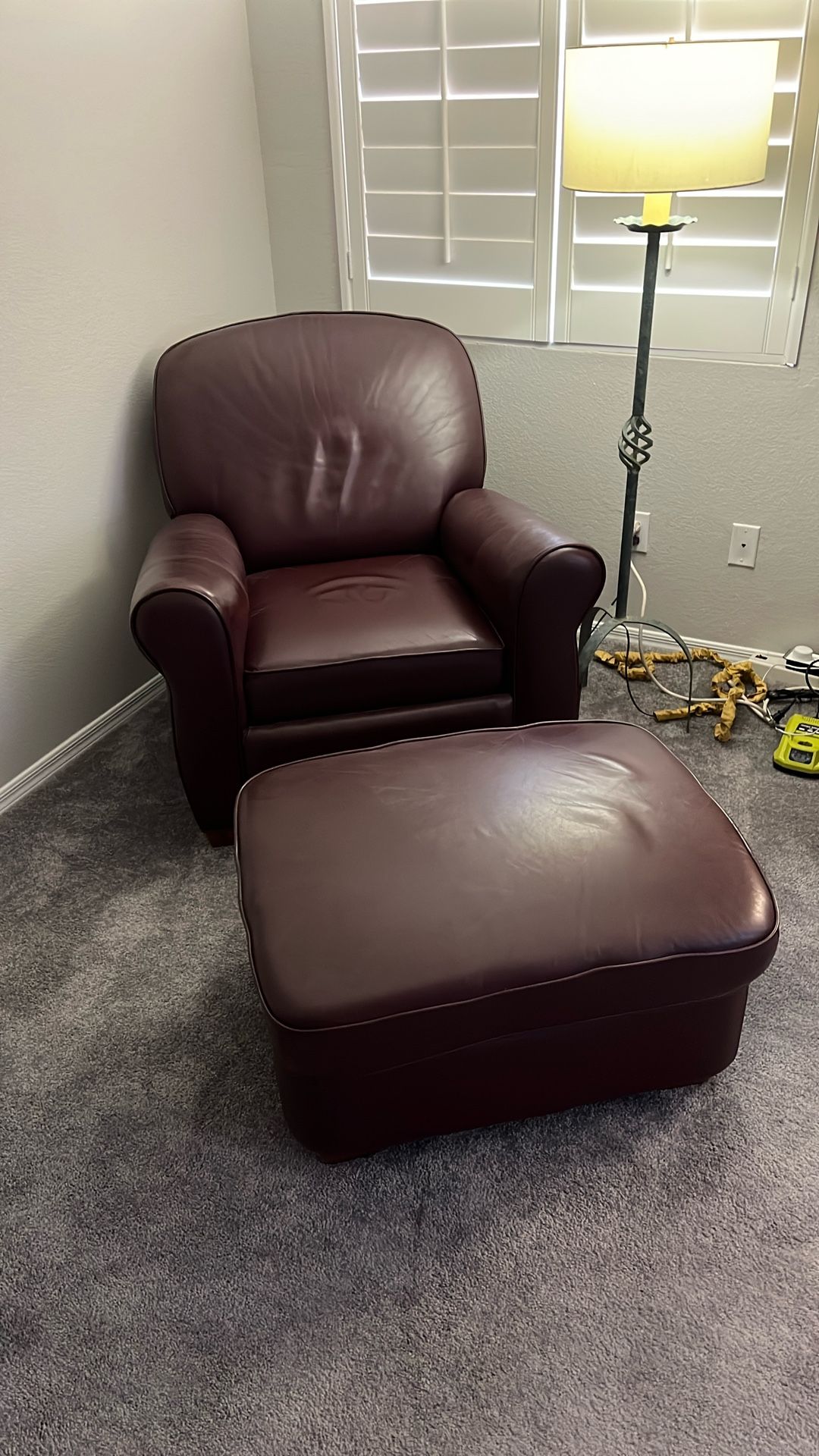 Leather Reclining Chair And Matching Ottoman 