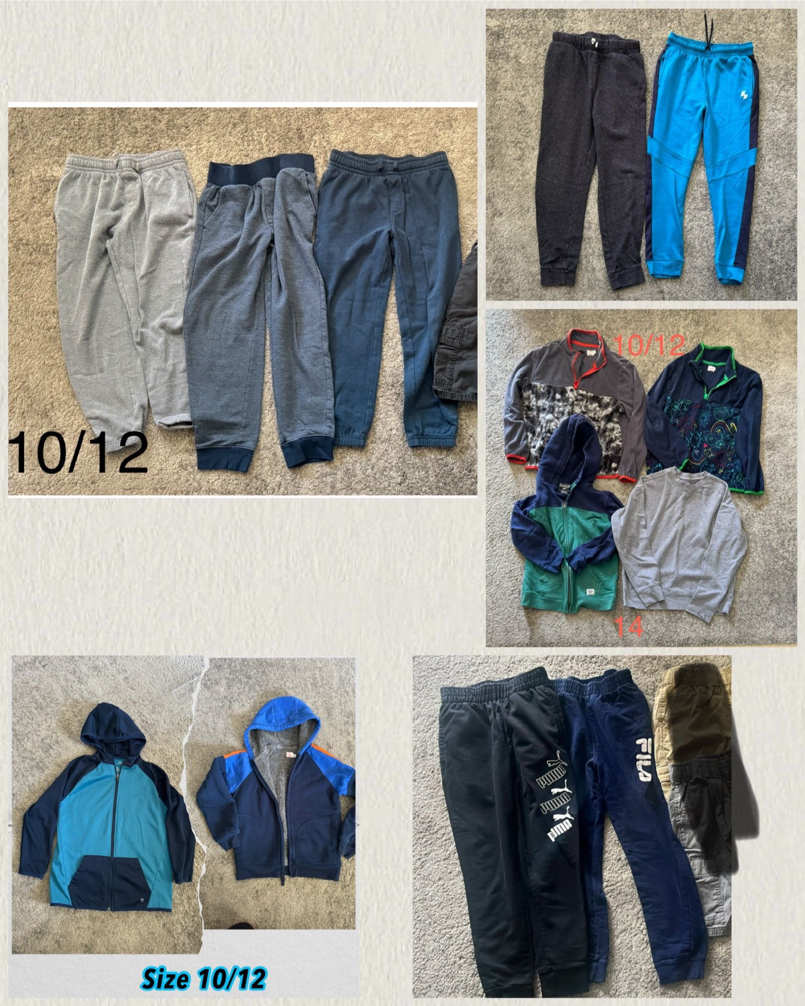 Boy Clothes Sweatpants And Sweaters Size 10/12