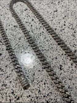 Double sided mossinite diamond 925 silver chain and bracelet set