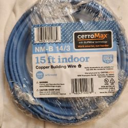 13 ft. 14/3 Light Blue Solid CerroMax SLiPWire Copper NM-B Wire