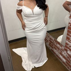 White Off The Shoulder Formal Dress
