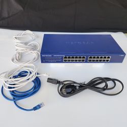Netgear 24 Port Gigabit Switch And Cables