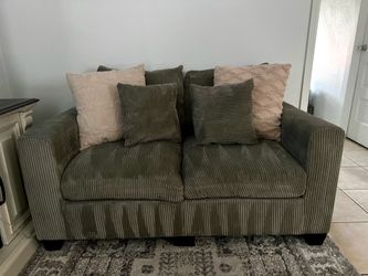 Gray Corduroy Loveseat / Small Couch