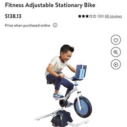 Little Tikes Pelican Explore & Fit Cycle Fun Adjustable Fitness Exercise Equipment for Kids Stationary Bike w Videos, Built-in Bluetooth Speaker- Gift