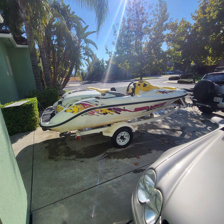 1997 SEADOO JET BOAT SPEEDSTER TWIN JETS 60MPH WITH TRAILER