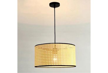 2 Pieces Basket Lamp Shade Unique ‎Faux Rattan Chandelier with Metal Frame Fixtures 30cm Round Hollow Warm Diffused Lighting for Living Room, Bedroom,