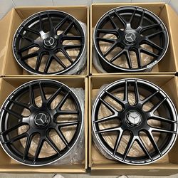 Set of 4 20x8.5 ET38 + 20x9.5 ET43 Matte Black Mercedes Benz Wheels Rims 5x112 CB66.6h