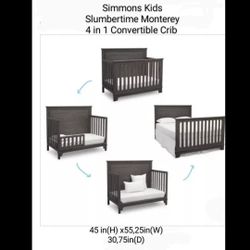 Brand New Simmons Kids Slumbertime Monterey 4 in 1 Convertible Crib