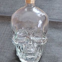 COOL Glass Crystal Head SKULL Decanter w/cap UNUSUAL Solid QUALITY