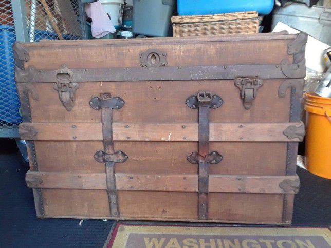Antique Storage Trunk 34" Wide  X 25" Tall X 21" Front To Back