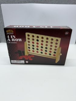 Wood 4 In A Row Game Set Connect Four Style Wooden Board Family Kids Toy