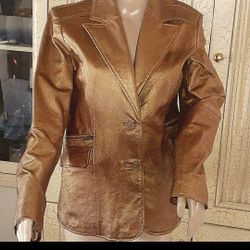 Genuine Gold Leather Blazer