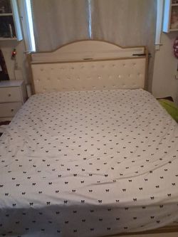 Gold & Beige Queen size matress and bed frame