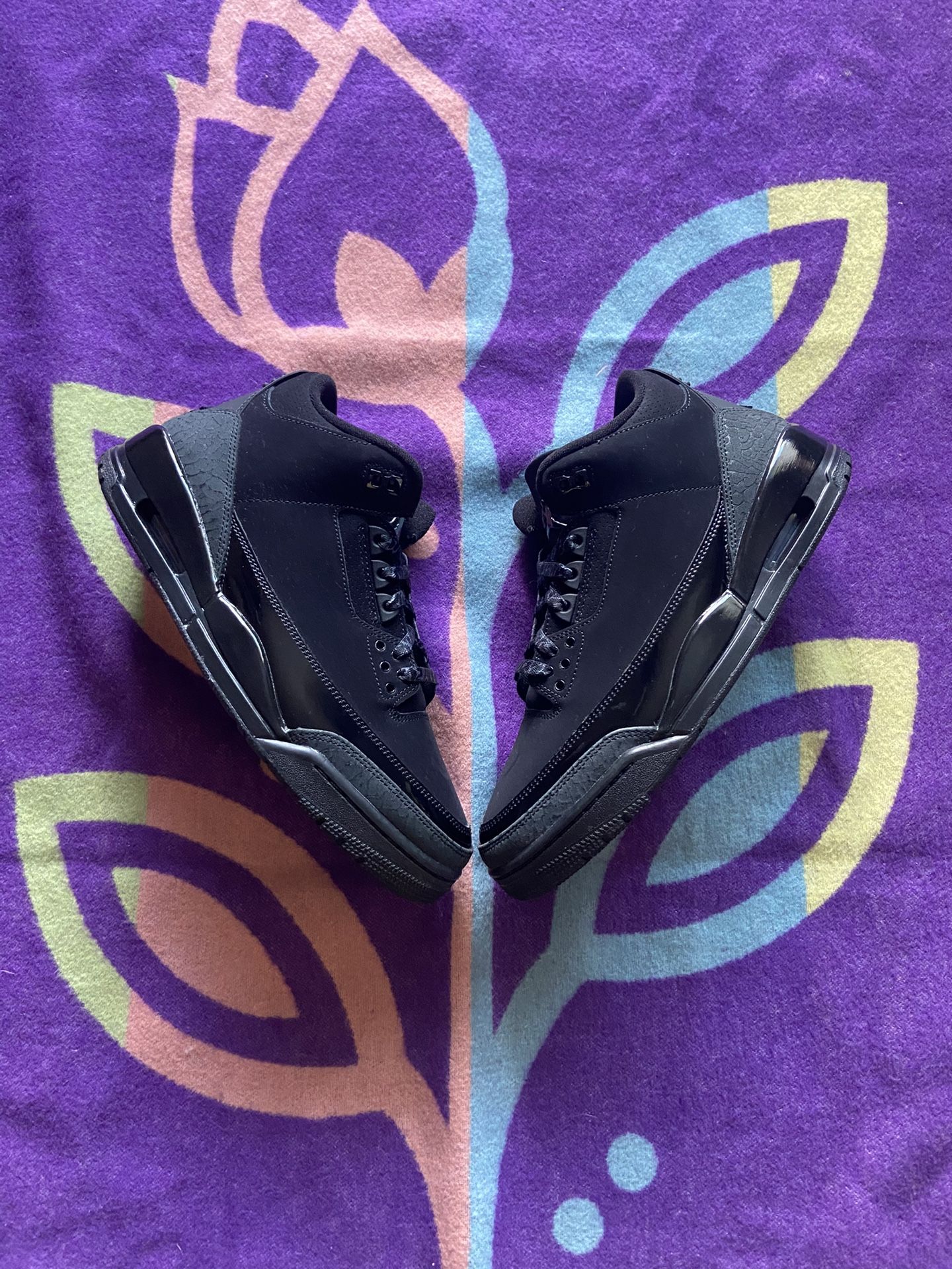 Jordan 3 Retro Black Cat (2025) Used men’s 10 Rep Box