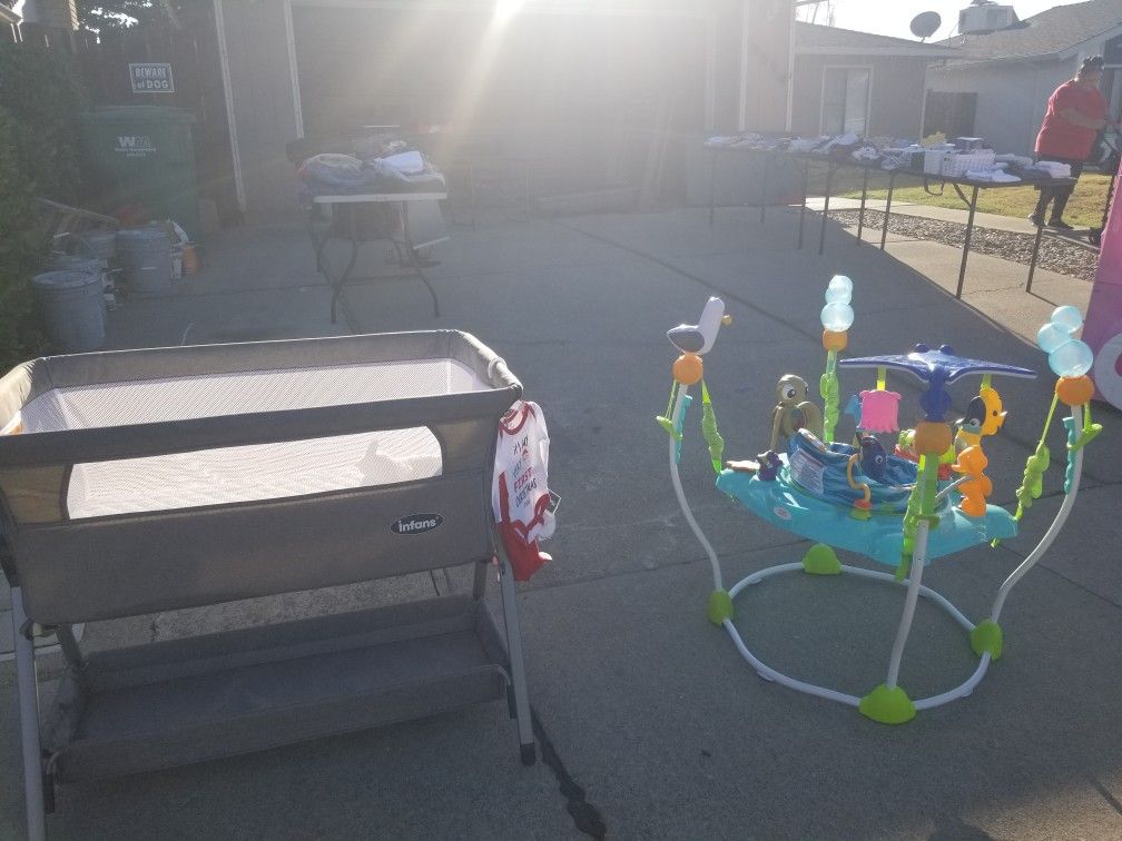 Baby Clothes And Items, Bassinet, Jumpy, T.v, Hello Kitty Motorized car