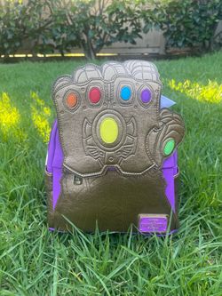 NEW Loungefly Marvel Shine Thanos Gauntlet Mini Backpack