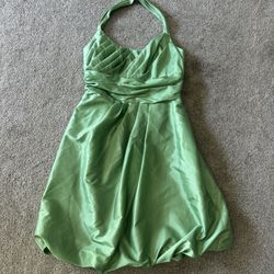 David’s Bridal formal satin dress 10 Prom wedding party bubble hem halter neck