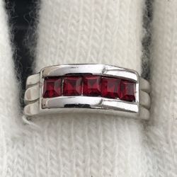 Eternity Band Ring, Princess cut ruby color size 8