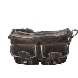 Coach Legacy Brown Suede & Leather Shoulder Bag