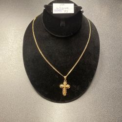 Link Necklace  With Jesus Cross Pendant 
