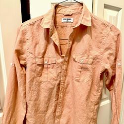 Men’s Express Linen Long Sleeve Shirt Size Medium 