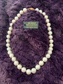 White Pearl Strand Necklace with 14k Gold Clasp