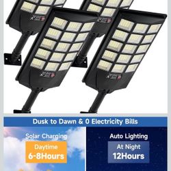 Solar Lights Outdoor Waterproof, 6500K Dusk to Dawn Solar Street Light Motion Sensor with Remote, LED Security Flood Light for Outside Garden Yard Pat