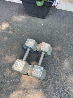Pair of 35 lb Cast iron Dumbbells